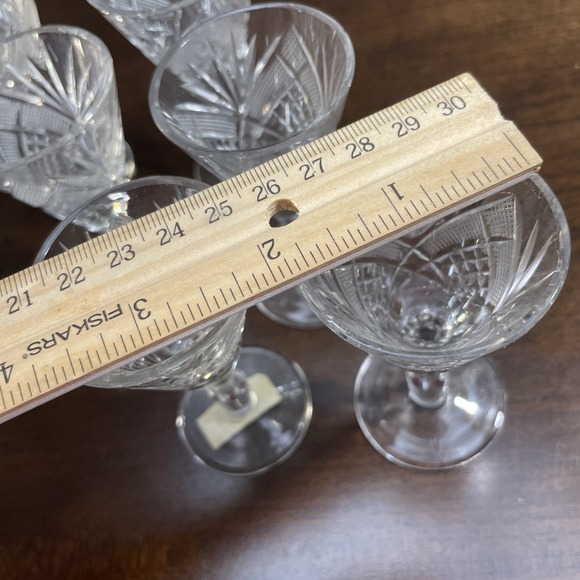 Crystal glass DIAMOND & STARBURST CORDIAL GLASSES SET OF 6 henryk szlufiernia - Picture 12 of 12